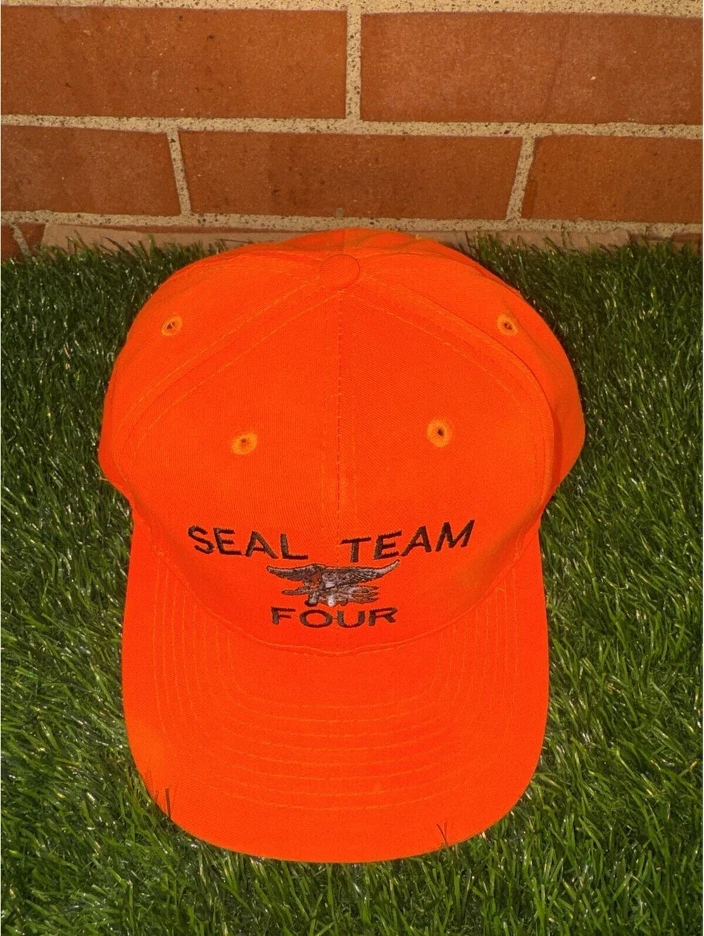 VTG Rare Blaze Orange Seal Ten 4 SnapBack Hat By Otto